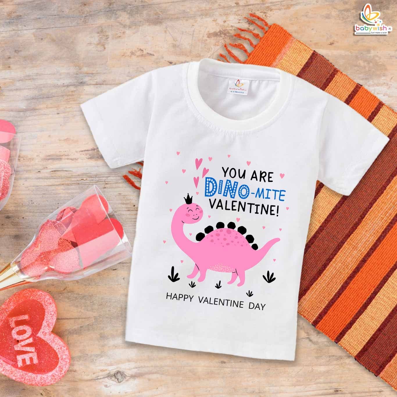 Babywish Valentine Day T-shirt My First Valentine Day T-shirt You Are Dino-Mite Valentine