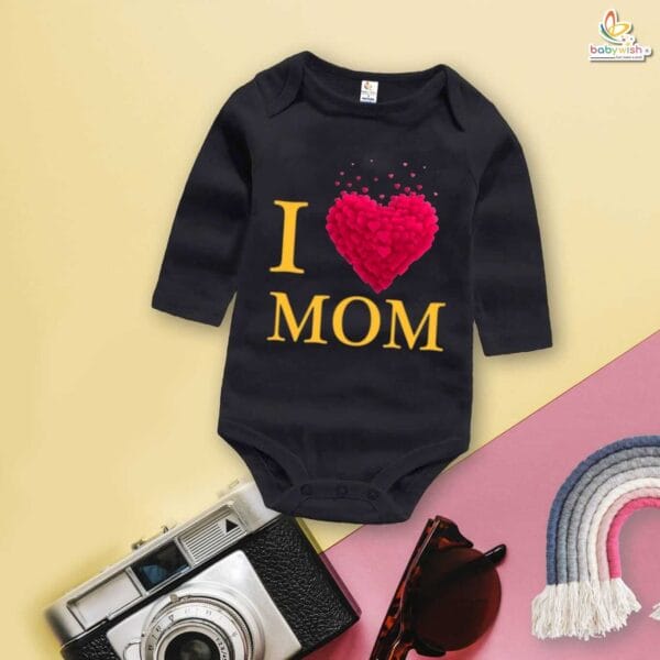 My First Mother’s Day Baby Romper – Full Sleeve “Mom’s Heart Loves Me” Bodysuit for Newborn Infant Girl or Boy – Cute Mother’s Day Gift Outfit – Babywish - Image 4