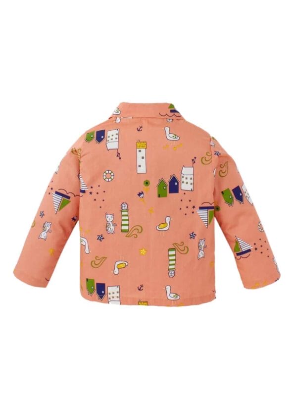 Kids Sleepsuit for Baby Boy’s and Girl’s Topwear and Pajamas Set Long Sleeve Sleepwear Baby Clothing Sets - Peach Swan Print - Image 3