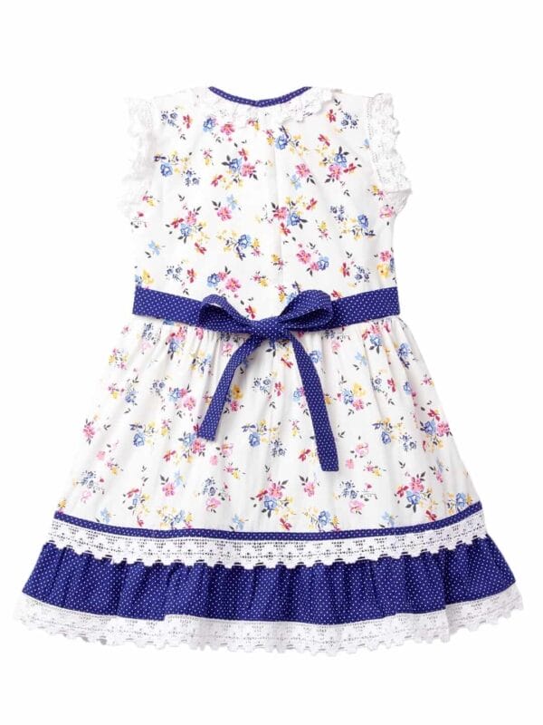 Girl Dress Knee Length Frock Floral Prints Girls Flutter Wings Halfsleeve Dress Girls Cotton Bottom Lace Frock Topwear - Lace Pattern - Image 10