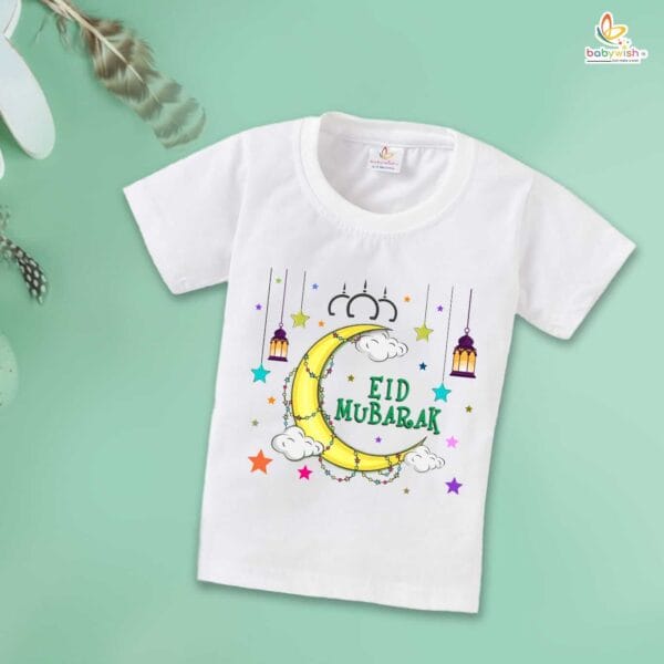 Eid T-shirt for Kids Unisex Ramadan Topwear Outfit Printed Half Sleeve Unisex Tshirt for Boy n Girl - Image 2
