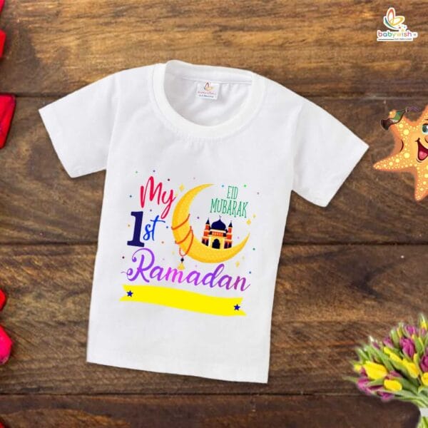 Eid T-shirt for Kids Unisex Ramadan Topwear Outfit Printed Half Sleeve Unisex Tshirt for Boy n Girl - Image 4