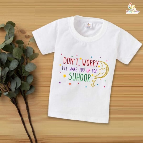 Eid T-shirt for Kids Unisex Ramadan Topwear Outfit Printed Half Sleeve Unisex Tshirt for Boy n Girl - Image 2