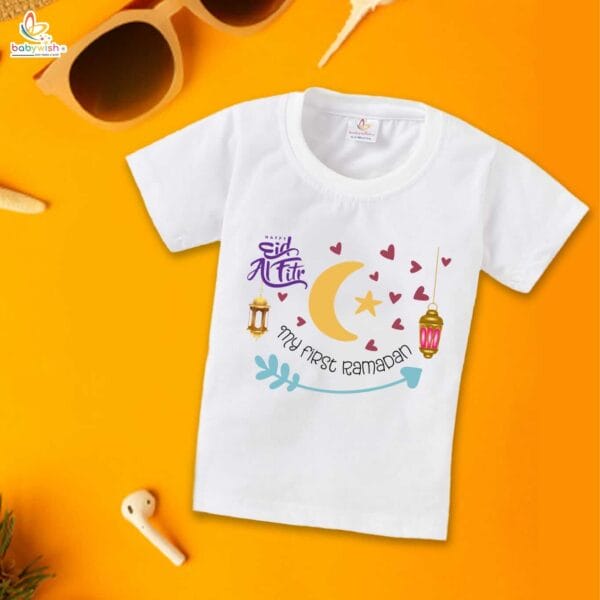 Eid T-shirt for Kids Unisex Ramadan Topwear Outfit Printed Half Sleeve Unisex Tshirt for Boy n Girl - Image 2