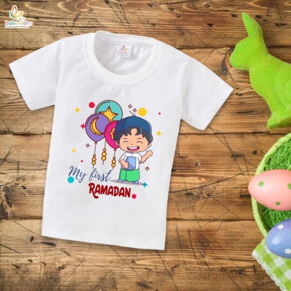 Eid T-shirt for Kids Unisex Ramadan Topwear Outfit Printed Half Sleeve Unisex Tshirt for Boy n Girl - Image 2
