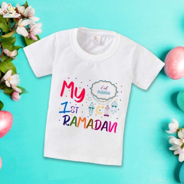 Eid T-shirt for Kids Unisex Ramadan Topwear Outfit Printed Half Sleeve Unisex Tshirt for Boy n Girl - Image 2