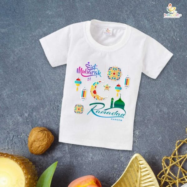 Eid T-shirt for Kids Unisex Ramadan Topwear Outfit Printed Half Sleeve Unisex Tshirt for Boy n Girl - Image 2
