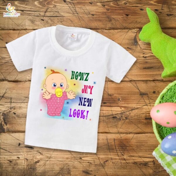 First Mundan ceremony T-shirt for Kids Clothes Unisex occasion mundan Topwear Outfit Half Sleeve for Boy n Girl | HOWZ MY NEW LOOK | - Image 2