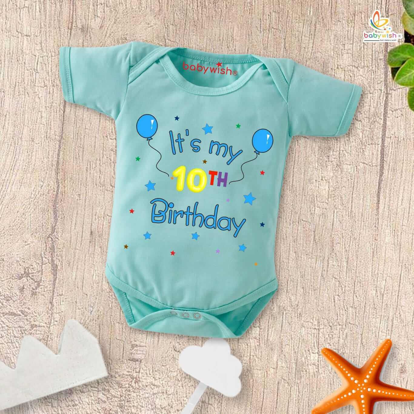 "Ten Month Baby Romper for Newborns, Unisex Half Sleeve Round Neck Onesie, Soft Cotton Infant Outfit, Comfortable 10-Month Old Baby Clothing for Boys and Girls, Ideal Everyday Wear"