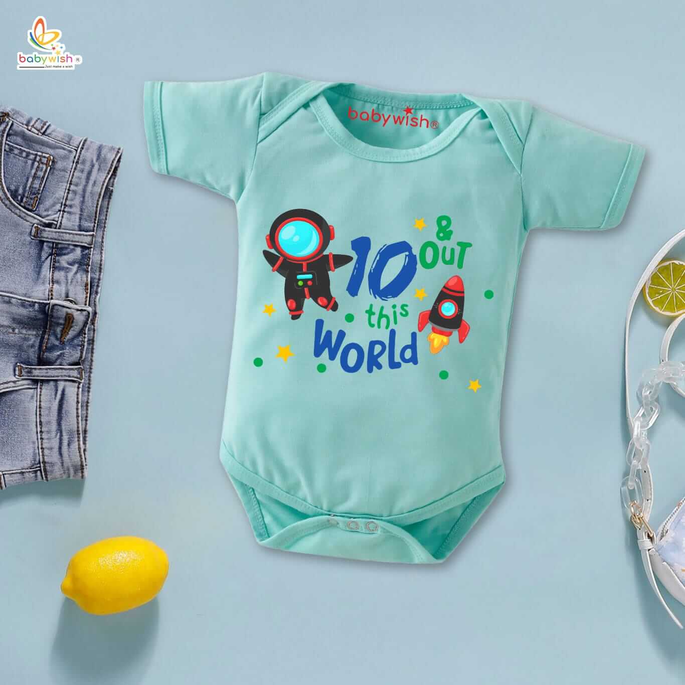 Ten Month Unisex Baby Romper Half Sleeve Round Neck Onesie for Infants – Soft Cotton Comfortable Baby Jumpsuit for Boys and Girls, 6-12 Months Everyday Wear