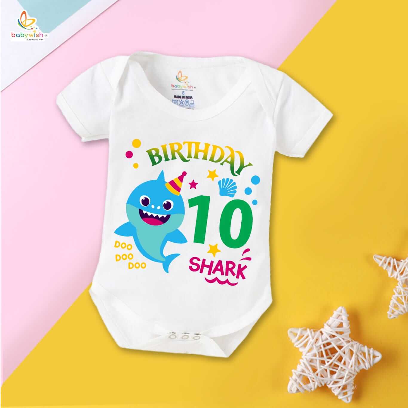 "Ten Month Unisex Baby Romper | Soft Cotton Half Sleeve Round Neck Onesie | Comfortable Daily Wear Outfit for 10 Month Infant Boys & Girls"