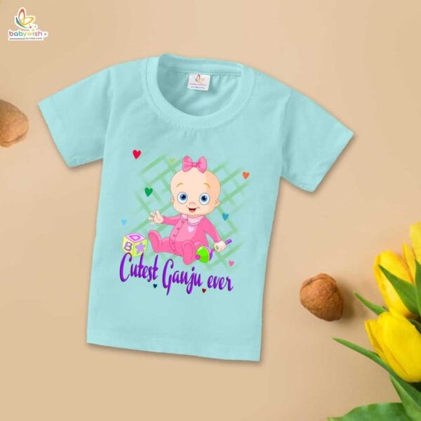 First Mundan ceremony T-shirt for Kids Clothes Unisex occasion mundan Topwear Outfit Half Sleeve for Boy n Girl | Cutest Ganju Ever | - Image 3