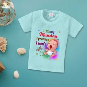 First Mundan ceremony T-shirt for Kids Clothes Unisex occasion mundan Topwear Outfit Half Sleeve for Boy n Girl | It's my Mundan I promise I Won't Cry |