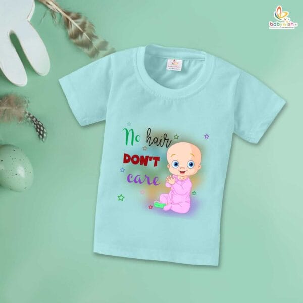 First Mundan ceremony T-shirt for Kids Clothes Unisex occasion mundan Topwear Outfit Half Sleeve for Boy n Girl | No Hair Don't Care |