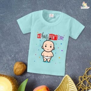 First Mundan ceremony T-shirt for Kids Clothes Unisex occasion mundan Topwear Outfit Half Sleeve for Boy n Girl | No Hair Don't Care |
