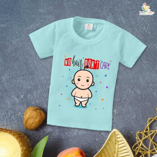 First Mundan ceremony T-shirt for Kids Clothes Unisex occasion mundan Topwear Outfit Half Sleeve for Boy n Girl | No Hair Don't Care |