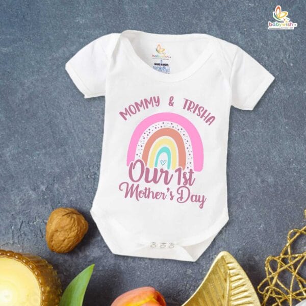 Mothers Day Special Combo White T-Shirts and Romper Sets for Mother and baby Combo Pack of 2 - Image 3