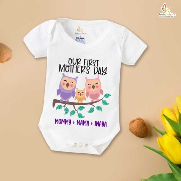 Mothers Day Special Combo White T-Shirts and Romper Sets for Mother and baby Combo Pack of 2 - Image 3