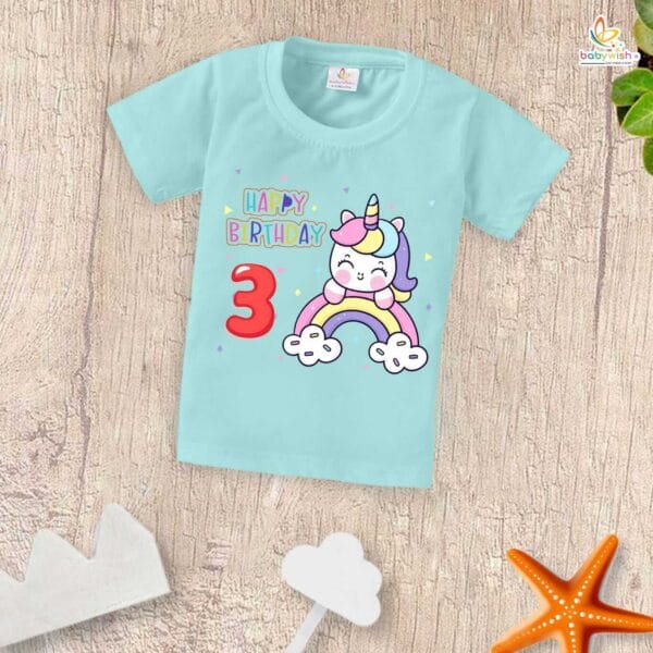 Three Year Birthday Unisex T-Shirt Half Sleeve Round Neck Topwear tee for kids - Image 3