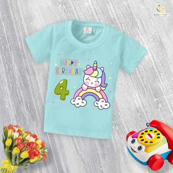Four Year Birthday Unisex T-Shirt Half Sleeve Round Neck Topwear tee for kids - Image 3