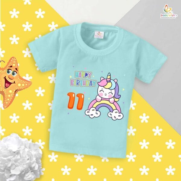 Eleven Year Birthday Unisex T-Shirt Half Sleeve Round Neck Topwear tee for kids - Image 3
