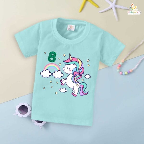 Eight Year Birthday Unisex T-Shirt Half Sleeve Round Neck Topwear tee for kids - Image 2