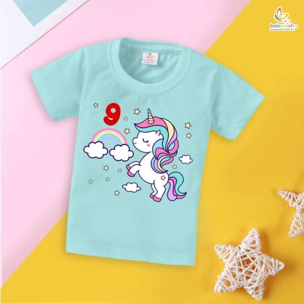 Nine Year Birthday Unisex T-Shirt Half Sleeve Round Neck Topwear tee for kids - Image 2
