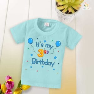 Three Year Birthday Unisex T-Shirt Half Sleeve Round Neck Topwear tee for kids