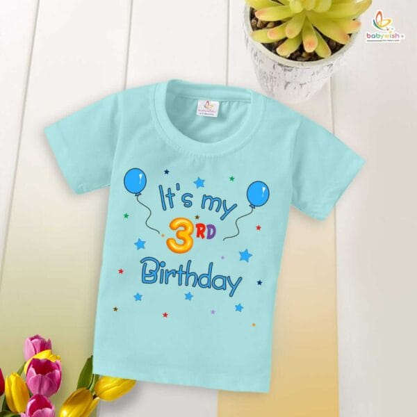 Three Year Birthday Unisex T-Shirt Half Sleeve Round Neck Topwear tee for kids