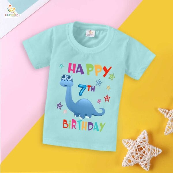 Seven Year Birthday Unisex T-Shirt Half Sleeve Round Neck Topwear tee for kids - Image 3