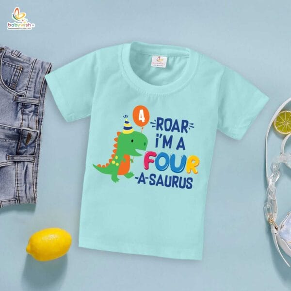 Four Year Birthday Unisex T-Shirt Half Sleeve Round Neck Topwear tee for kids - Image 3