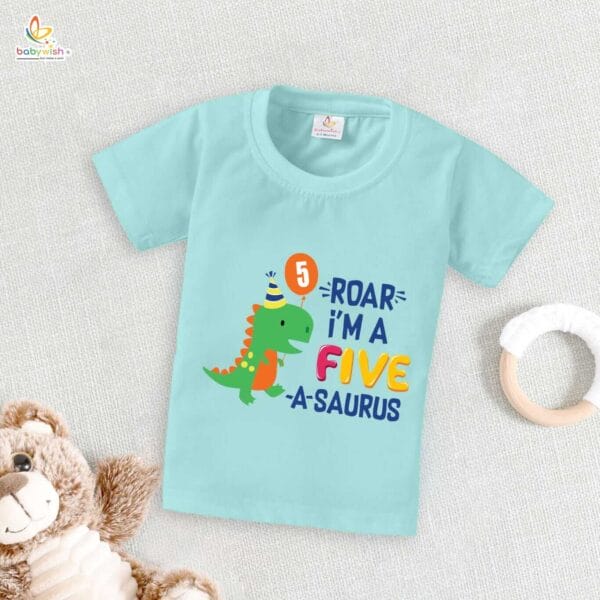 Five Year Birthday Unisex T-Shirt Half Sleeve Round Neck Topwear tee for kids - Image 3