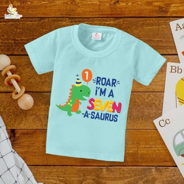 Seven Year Birthday Unisex T-Shirt Half Sleeve Round Neck Topwear tee for kids - Image 3