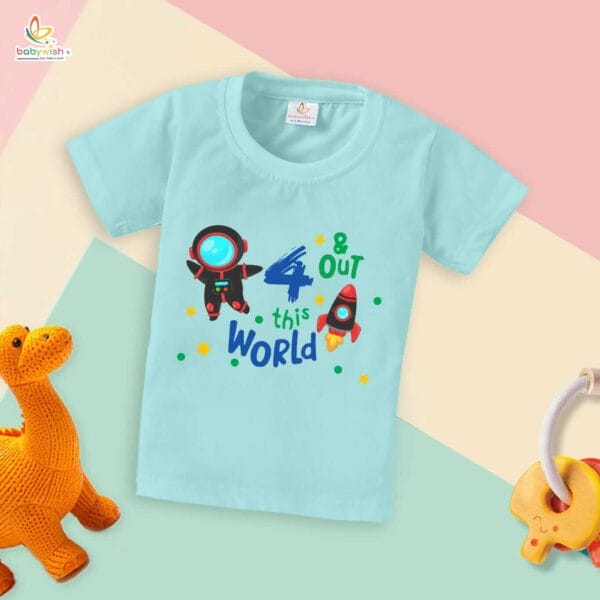 Four Year Birthday Unisex T-Shirt Half Sleeve Round Neck Topwear tee for kids - Image 3