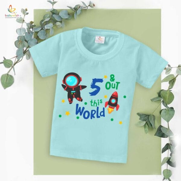Five Year Birthday Unisex T-Shirt Half Sleeve Round Neck Topwear tee for kids - Image 3
