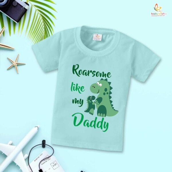 Father's Day Special T-Shirt for Boy’s and Girl’s Half Sleeve Topwear for Unisex Kids | Roarsome Like My Daddy | - Image 2