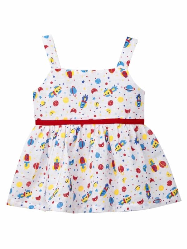 Baby Girl Organic Muslin Frock Newborn Girl Knee Length Dress Multi Theme Printed - Image 4