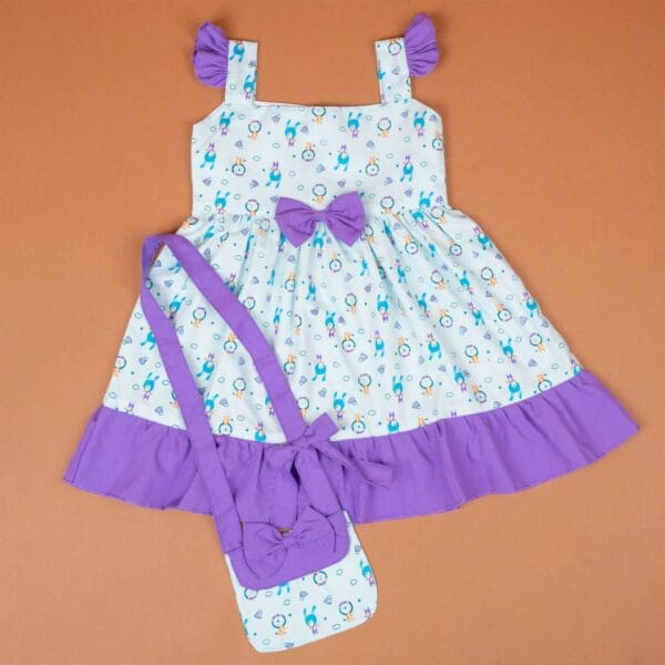 Baby Girl Cotton Frock Newborn Girl Knee Length Sleeveless Dress Bear Theme Printed - Image 3