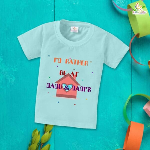 I'd Rather Be at Dadu & Dadi's T-Shirt – Cute My Dadu & Dadi Matching Family T-Shirts – Grandparents Gift, Cotton Tees for Dadu, Dadi & Baby – Babywish - Image 2