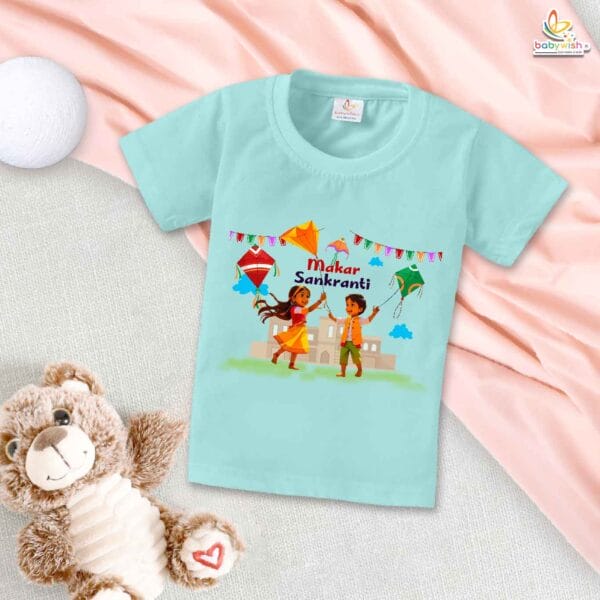 Makar Sankranti Flying Kite Print My First Makar Sankranti Baby T-Shirt – Cute Newborn & Infant Festival Outfit | Makar Sankranti T-shirt for Baby Boys & Girls – Babywish - Image 2