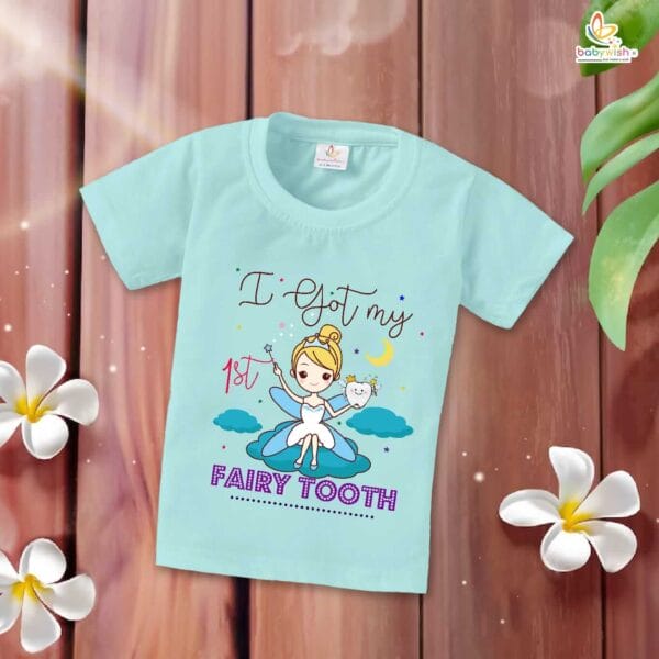 I Got My 1st Tooth Fairy Baby T-Shirt – My First Tooth Milestone T-Shirt for Newborn & Infant | Cute Tooth Fairy Outfit – Babywish - Image 2
