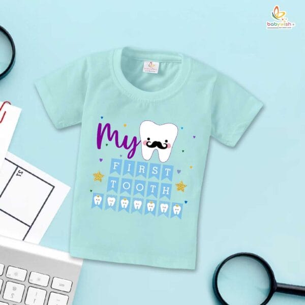 My First Tooth Baby T-Shirt – Cute First Tooth Milestone T-Shirt for Newborn & Infant | Soft Baby Outfit – Babywish - Image 2
