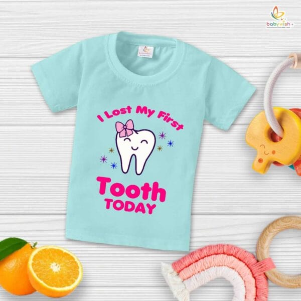 I Lost My First Tooth Today Baby T-Shirt – My First Tooth Milestone T-Shirt for Newborn & Infant | Cute Baby Outfit for Tooth Loss – Babywish - Image 2
