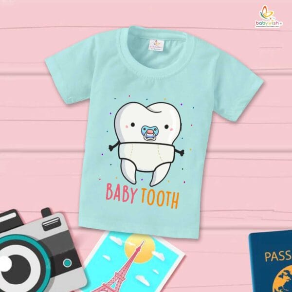 Baby Tooth My First Tooth Baby T-Shirt – Milestone T-Shirt for Newborn & Infant | Cute Baby Outfit for First Tooth – Babywish - Image 2