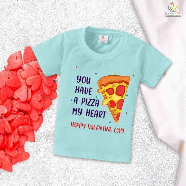 My First Valentine’s Day T-Shirt | "You Have A Pizza My Heart" Funny Baby & Toddler Valentine Tee – Babywish - Image 2