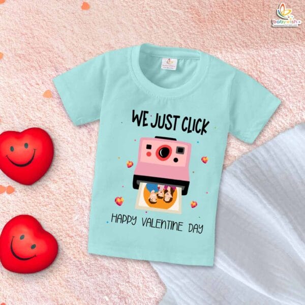 My First Valentine’s Day T-Shirt | "We Just Click" Cute Camera-Themed Baby & Toddler Tee – Babywish - Image 2