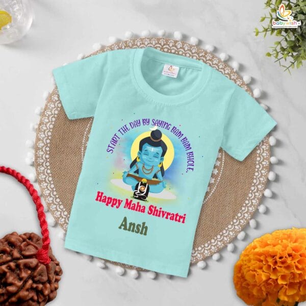 My First Mahashivratri T-shirt – "Start The Day By Saying Bam Bam Bhole" Baby Outfit – Babywish - Image 2