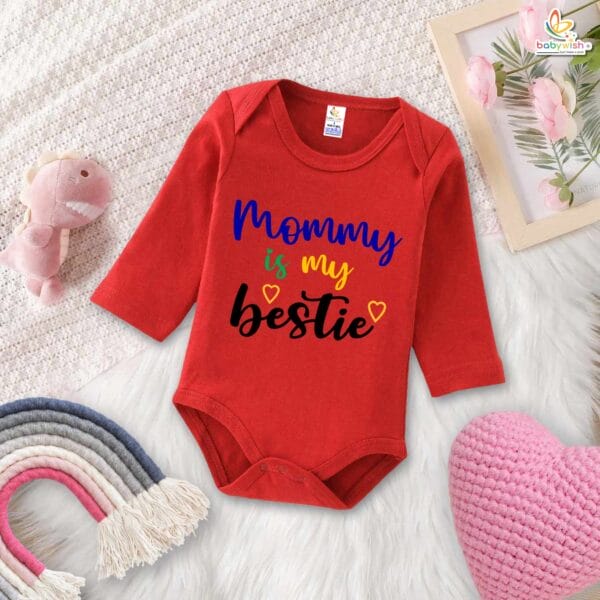 My First Mother’s Day Baby Romper – Full Sleeve “Mummy Is My Bestie” Bodysuit for Newborn Infant Girl or Boy – Cute Mother’s Day Outfit Gift – Babywish - Image 4