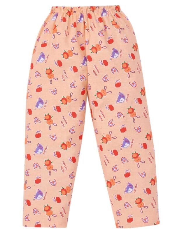 kids top bottom baby Jhabla Set Full Sleeve Pure Flannel kids tshirt Jhabla pajama set - Peach Nice Car Vector Print - Image 5
