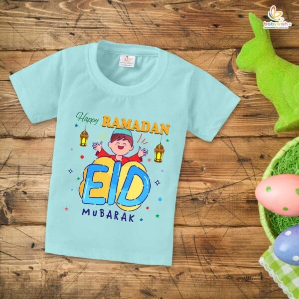 Eid T-shirt for Kids Unisex Ramadan Topwear Outfit Printed Half Sleeve Unisex Tshirt for Boy n Girl - Image 3